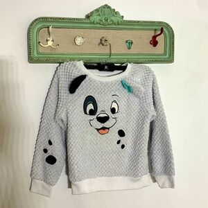 Disney 101 Dalmatians fleece quilted mint bow puppy face pullover size 7